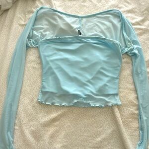 Baby Blue Y2K Tube Top and Sleeves